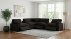 Coaster Collins Chocolate Brown Corduroy 7-Pc Power Motion Sectional Sofa with Charging Ports – 610350P-SETA