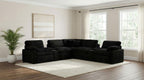 Coaster Collins Black Corduroy 7-Pc Power Motion Sectional Sofa with Charging Ports – 610360P-SETA