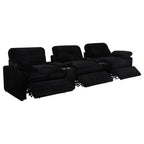 Coaster Collins Black Corduroy Fabric 5-Piece Power Home Theater Seating with Console Centers – 610361PT