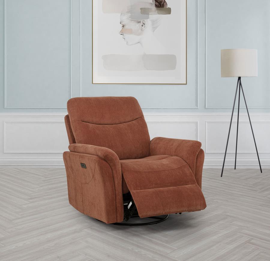 Coaster Adler Rust Fabric Power Swivel Glider Recliner Chair – 610433P