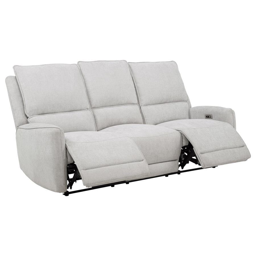 Coaster 610521P-S2 2 pc Sylmar grey chenille fabric power reclining sofa and love seat set with wireless charging