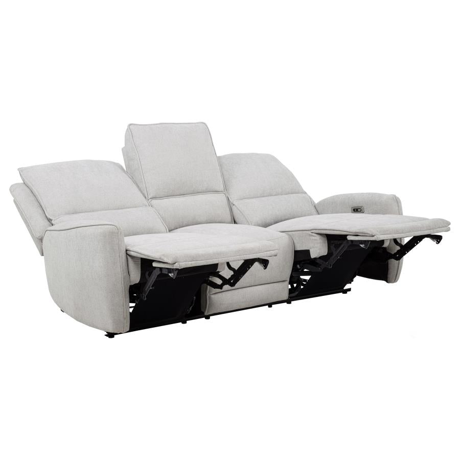 Coaster 610521P-S2 2 pc Sylmar grey chenille fabric power reclining sofa and love seat set with wireless charging