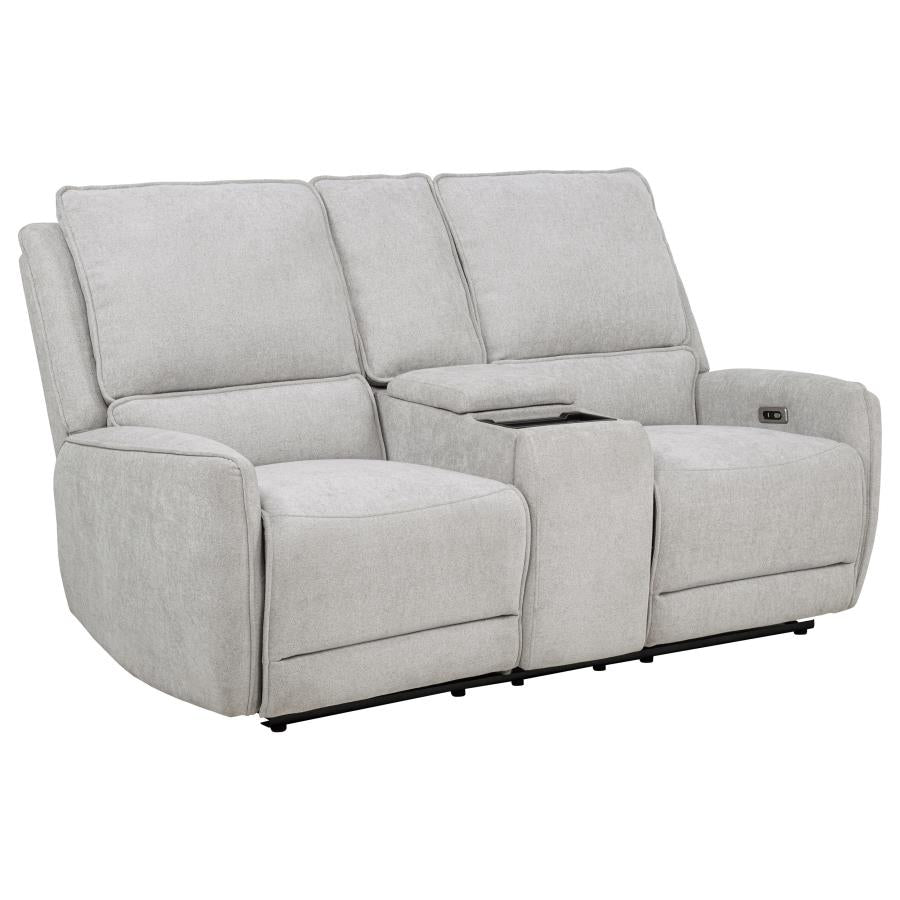 Coaster 610521P-S2 2 pc Sylmar grey chenille fabric power reclining sofa and love seat set with wireless charging