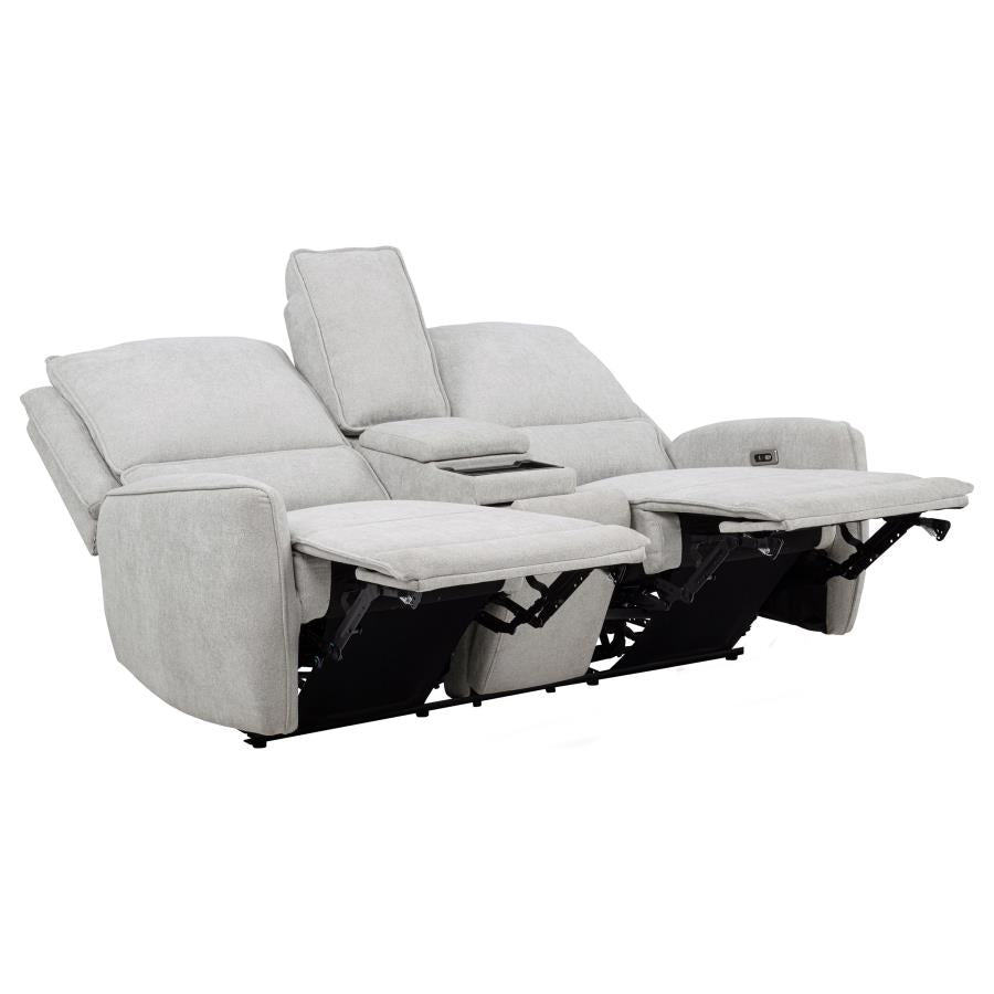 Coaster 610521P-S2 2 pc Sylmar grey chenille fabric power reclining sofa and love seat set with wireless charging