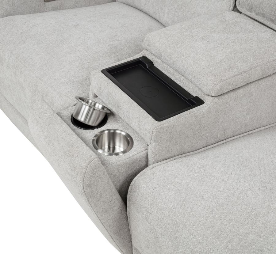 Sylmar 2-Piece Grey Chenille Power Reclining Sofa & Loveseat with Wireless Charging – 610521P-S2