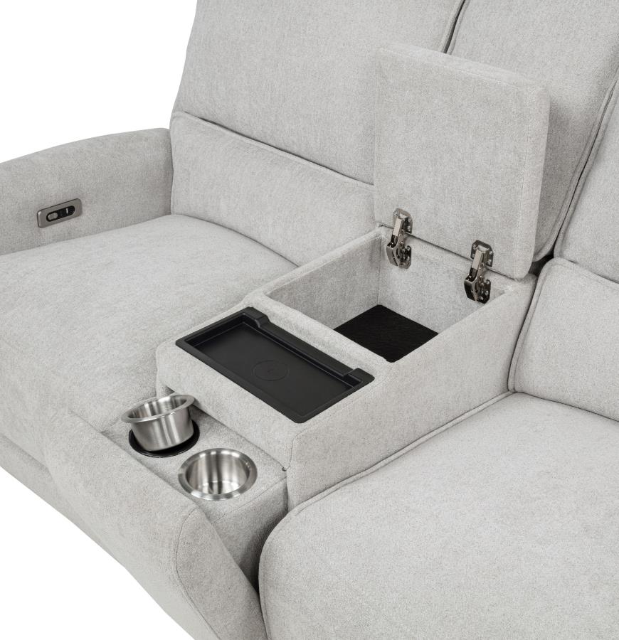 Sylmar 2-Piece Grey Chenille Power Reclining Sofa & Loveseat with Wireless Charging – 610521P-S2