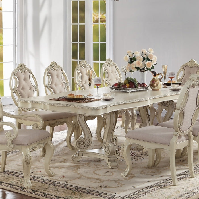 Acme 61280-82-83 7 pc Astoria grand roudebush ragenardus antique white finish wood dining table set