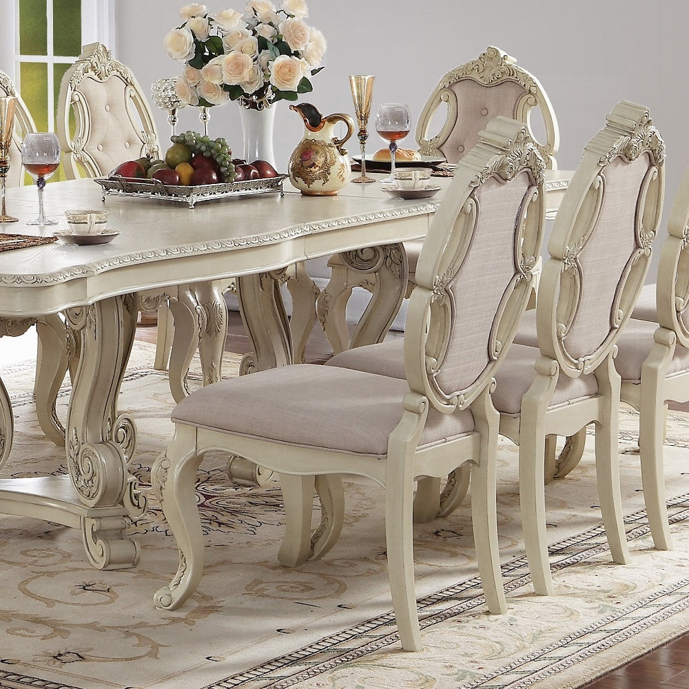 Acme 61280-82-83 7 pc Astoria grand roudebush ragenardus antique white finish wood dining table set