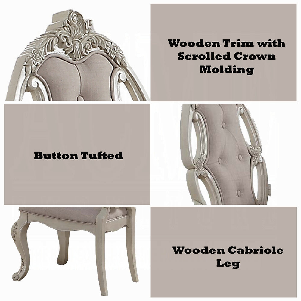 Acme 61280-82-83 7 pc Astoria grand roudebush ragenardus antique white finish wood dining table set