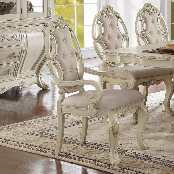 Acme 61280-82-83 7 pc Astoria grand roudebush ragenardus antique white finish wood dining table set