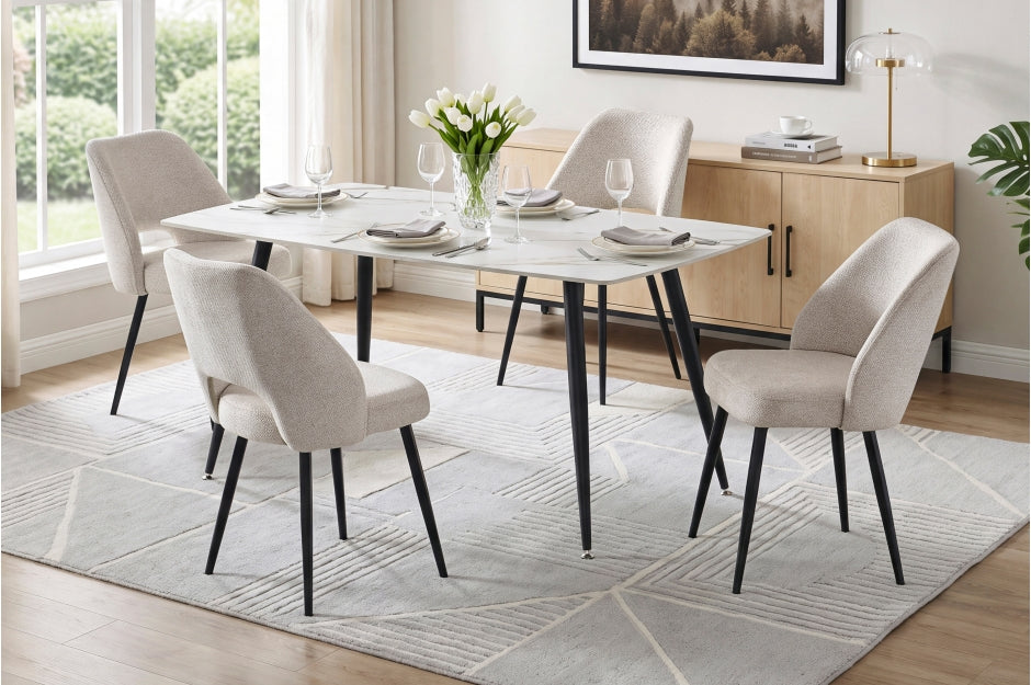 Homelegance Matea 5-Piece White Sintered Stone Top Dining Table Set – 6144-63-5PC