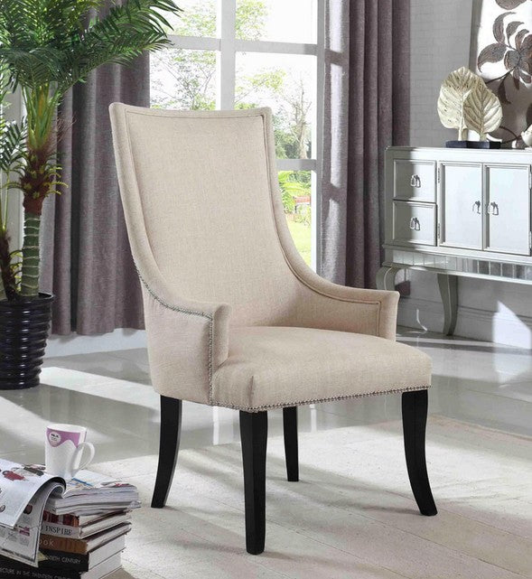 Best Master 618-Eliza Eliza natural colored fabric living room accent chair nail head trim accents