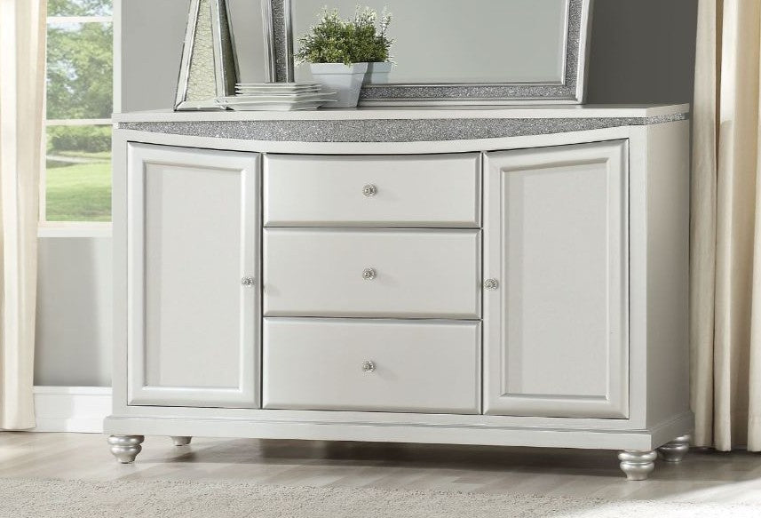 Acme 61804 Maverick platinum finish wood rhinestone inlay server sideboard cabinet