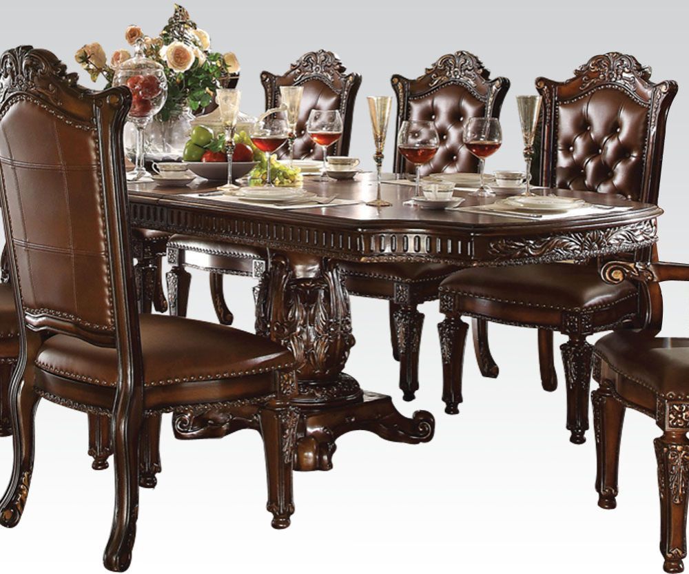 Acme 62000-03-04 7 pc A&J Homes studio vendome ii cherry finish wood double pedestal formal 136" dining room set