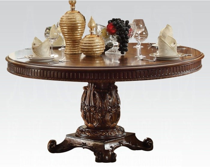 Acme 62015-03 5 pc Astoria grand esmeralda vendome iv cherry finish wood 60" round dining table set