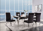 Acme 62070-72 7 pc Fabiola chrome metal and black glass top dining table set