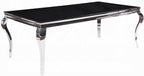 Acme 62070-72 7 pc Fabiola chrome metal and black glass top dining table set