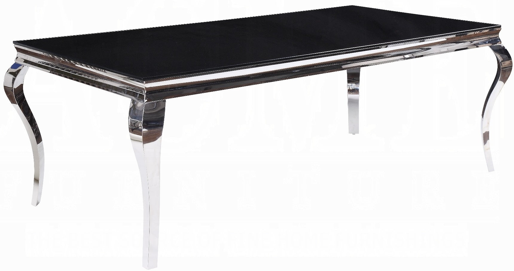 Acme 62070-72 7 pc Fabiola chrome metal and black glass top dining table set