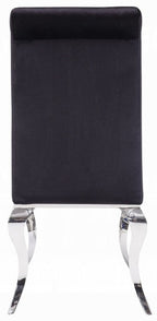 Acme 62070-72 7 pc Fabiola chrome metal and black glass top dining table set