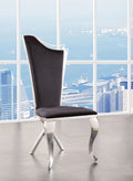 Acme 62079 Set of 2 Noralie chrome finish metal and black fabric dining chairs