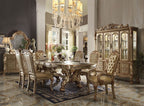 Acme 63150-53-54 7 pc A & J homes studio dresden gold patina finish wood dining table set