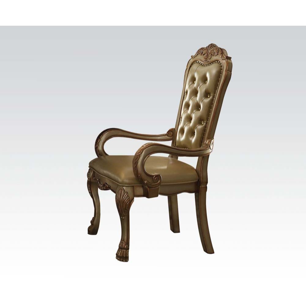 Acme 63150-53-54 7 pc A & J homes studio dresden gold patina finish wood dining table set