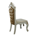 Acme 63462 Set of 2 Astoria grand penaflor picardy butterscotch faux leather and antique pearl finish wood dining chairs