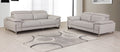 Global United 636LT-GR-2PC 2 pc Orren ellis amatury divanitalia light gray italian leather sofa and love seat set