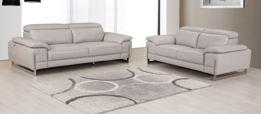 Global United 636LT-GR-2PC 2 pc Orren ellis amatury divanitalia light gray italian leather sofa and love seat set