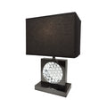 SH Lighting 6380BP Black pewter metallic finish center design with faux crystal center rectangular shade USB and power plugs built in base