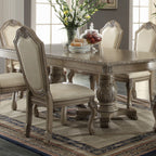 Acme 64065A-67-68 7 pc Astora grand chateau de ville antique white finish wood double pedestal dining table set