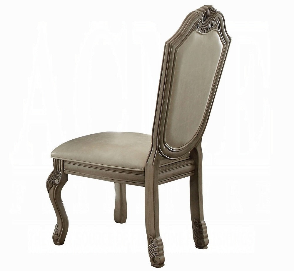 Acme 64065A-67-68 7 pc Astora grand chateau de ville antique white finish wood double pedestal dining table set