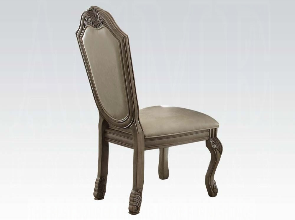 Acme 64065A-67-68 7 pc Astora grand chateau de ville antique white finish wood double pedestal dining table set