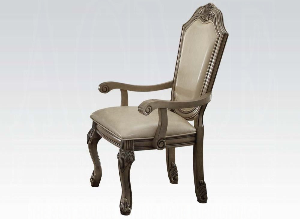 Acme 64065A-67-68 7 pc Astora grand chateau de ville antique white finish wood double pedestal dining table set