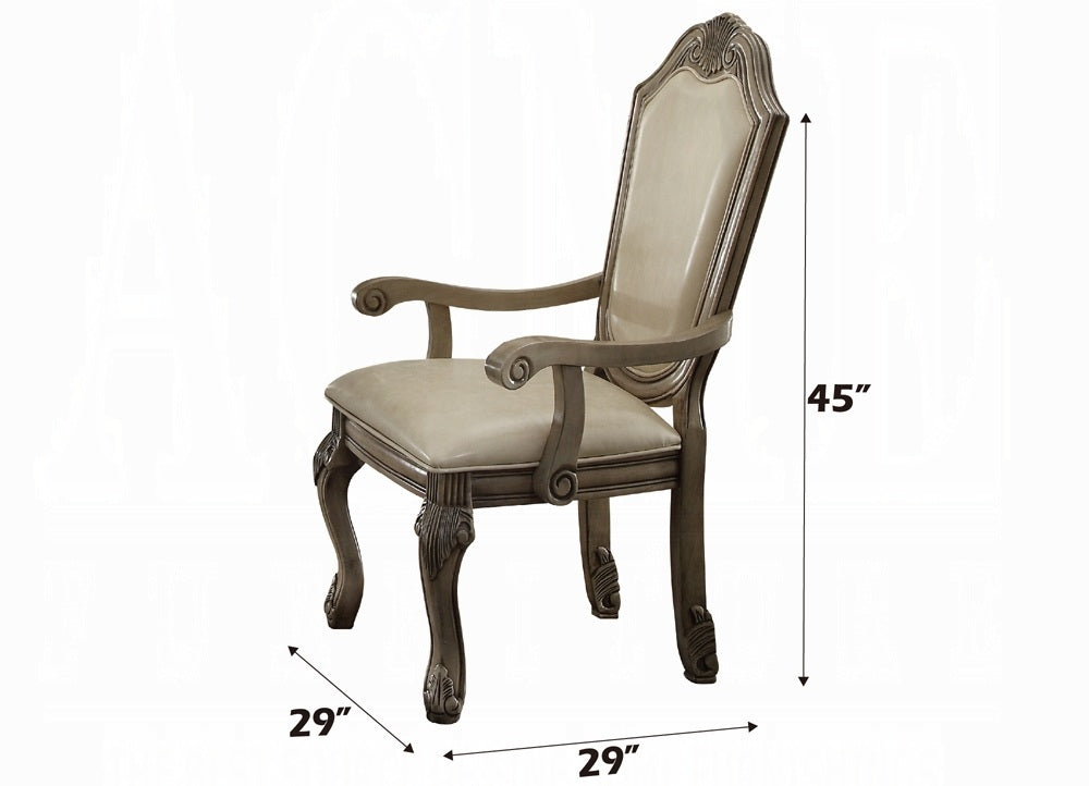 Acme 64065A-67-68 7 pc Astora grand chateau de ville antique white finish wood double pedestal dining table set