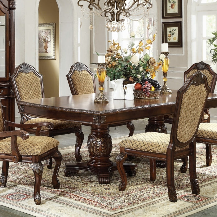 Acme 64075-77-78 7 pc Astoria grand liam chateau de ville ii espresso finish wood double pedestal dining table set