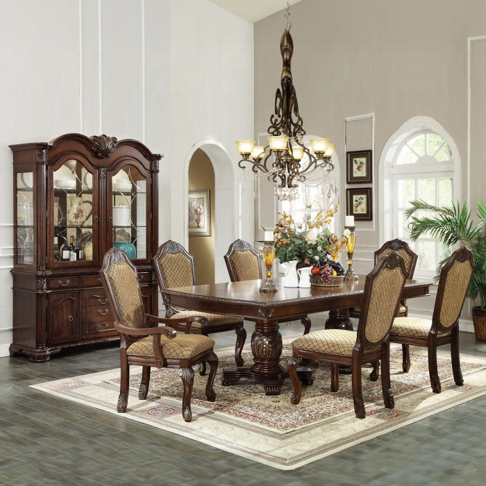 Acme 64075-77-78 7 pc Astoria grand liam chateau de ville ii espresso finish wood double pedestal dining table set