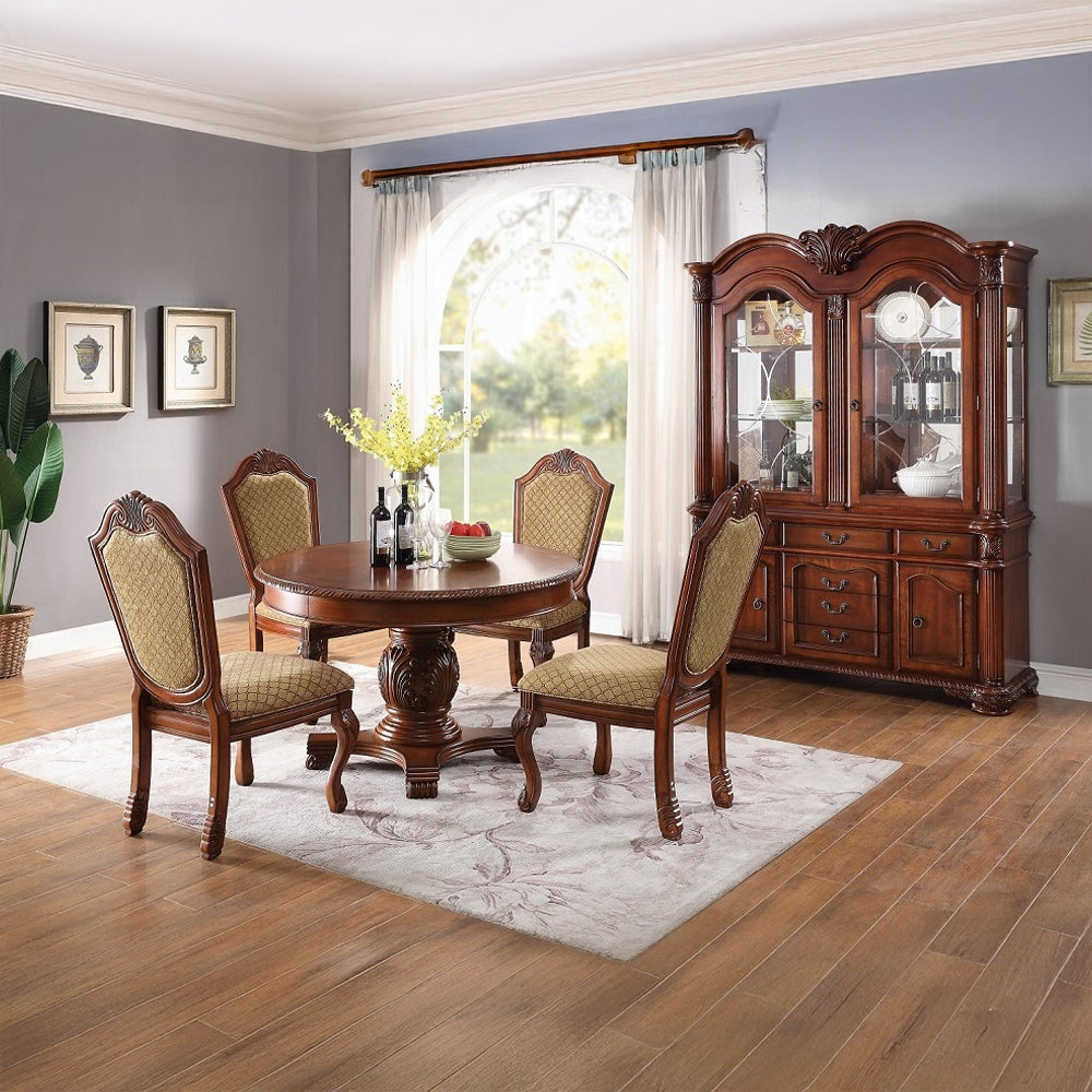 Acme 64170-77 5 pc Astoria grand chateau de ville ii cherry finish wood 48" round / oval dining table set