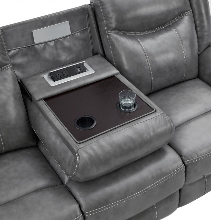 Coaster Nickelson Gray Leatherette Reclining Sofa and Love Seat Set, 2-Piece – 650354-S2