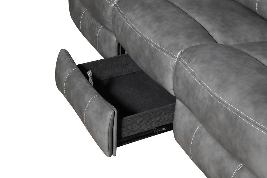 Coaster Nickelson Gray Leatherette Reclining Sofa and Love Seat Set, 2-Piece – 650354-S2
