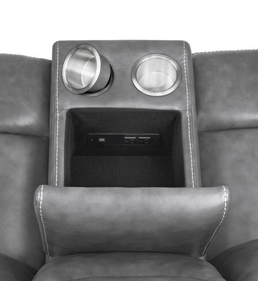 Coaster Nickelson Gray Leatherette Reclining Sofa and Love Seat Set, 2-Piece – 650354-S2