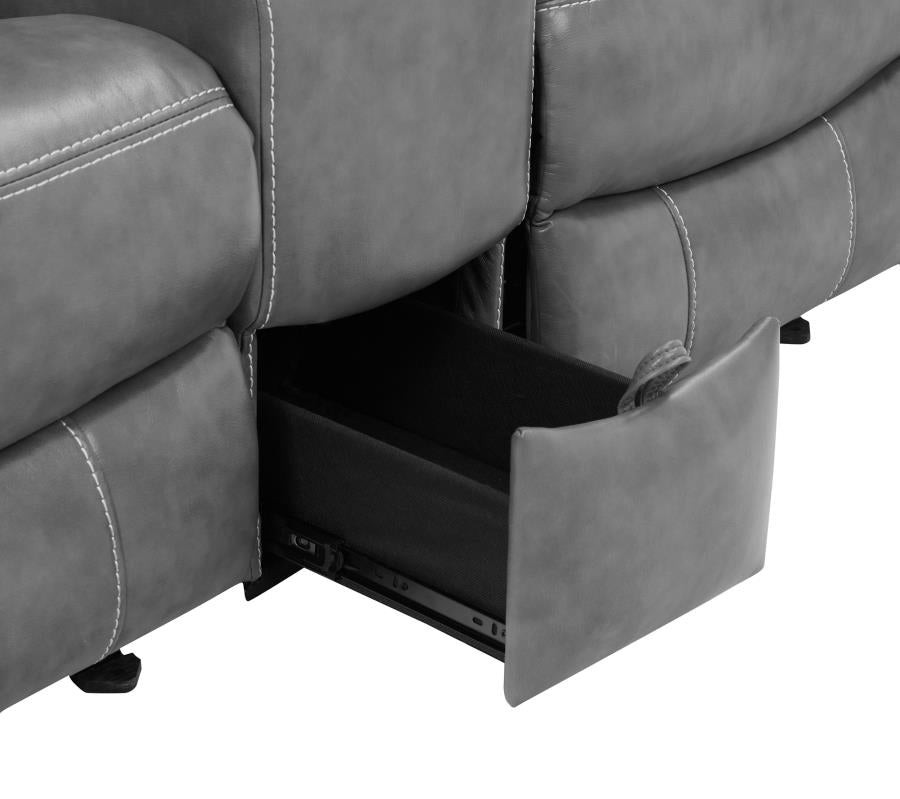 Coaster Nickelson Gray Leatherette Reclining Sofa and Love Seat Set, 2-Piece – 650354-S2