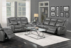 Coaster Nickelson Gray Leatherette Reclining Sofa and Love Seat Set, 2-Piece – 650354-S2
