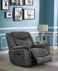 Coaster 650356 Transitional grey faux leather glider recliner chair