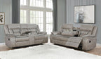 Coaster Greer 2-Piece Taupe Leatherette Reclining Sofa and Love Seat Set – 651351-S2