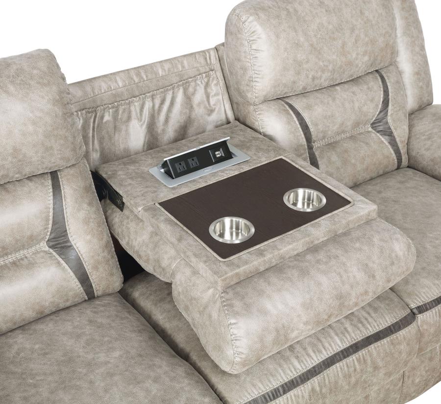 Coaster Greer 2-Piece Taupe Leatherette Reclining Sofa and Love Seat Set – 651351-S2