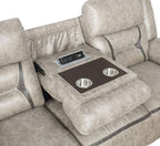 Coaster Greer 2-Piece Taupe Leatherette Reclining Sofa and Love Seat Set – 651351-S2