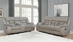 Coaster Greer 2-Piece Taupe Leatherette Reclining Sofa and Love Seat Set – 651351-S2