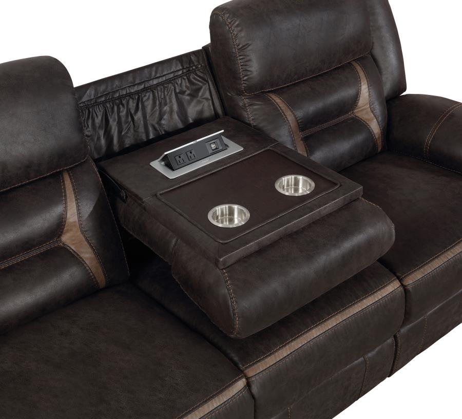 Coaster Greer 2-Piece Dark Brown Leatherette Reclining Sofa and Love Seat Set – 651354-S2