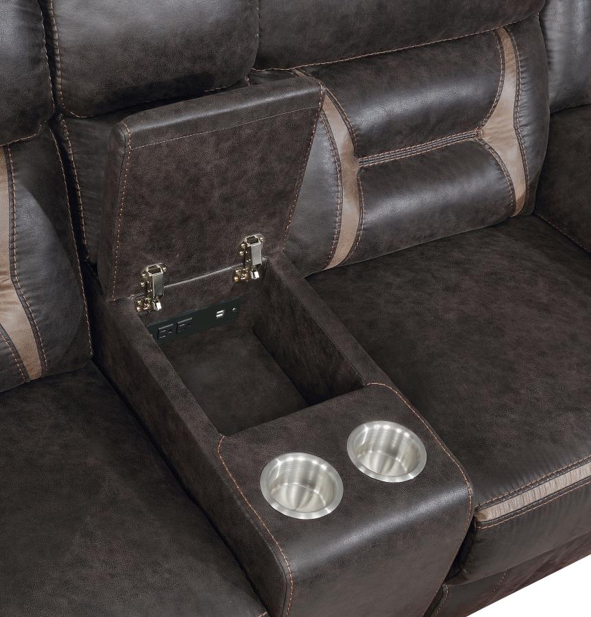 Coaster Greer 2-Piece Dark Brown Leatherette Reclining Sofa and Love Seat Set – 651354-S2